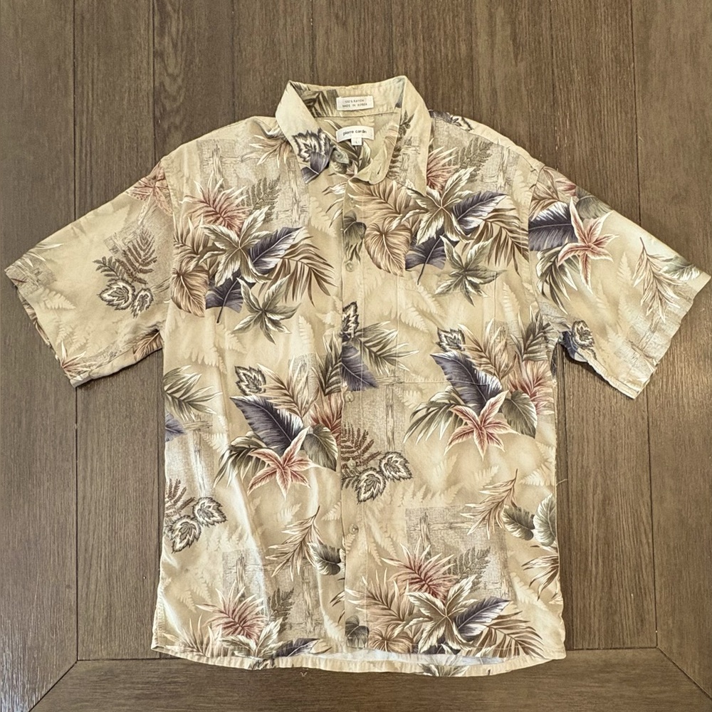 Pierre Cardin Button Up Shirt Men’s Size L Tropical Vacation